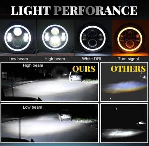 Faro Led Redondo Ojos De Ángel De 7 In Alto/bajo jeep Y moto