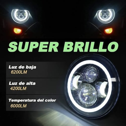 Faro Led Redondo Ojos De Ángel De 7 In Alto/bajo jeep Y moto