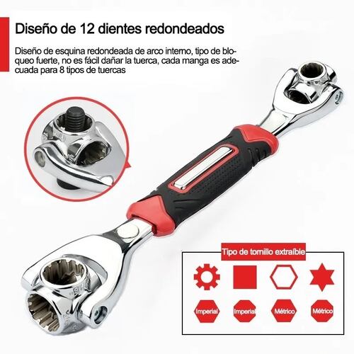Llave Universal 2 En 1 Llave Multiusos Magnético 360 giros
