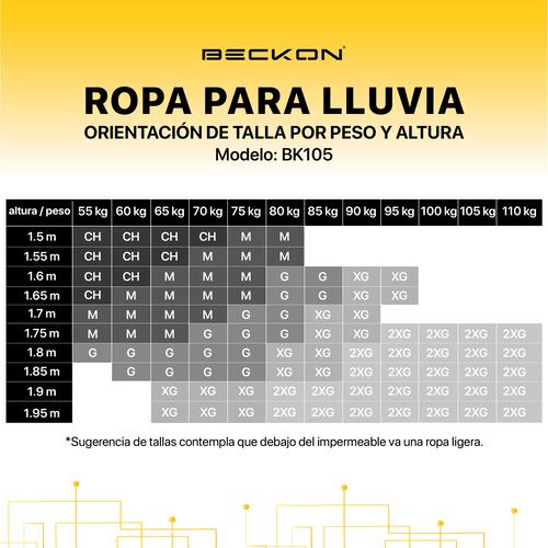 Impermeable para lluvia Senderismo Montaña Uso Rudo + Reflejantes Beckon.