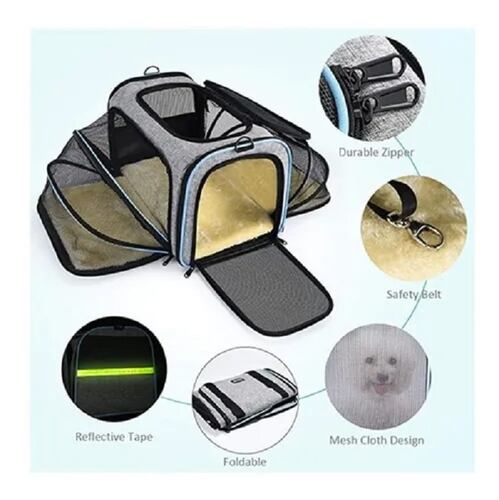 Transportín Expansible Para Mascotas, Ideal Para Viaje Gris
