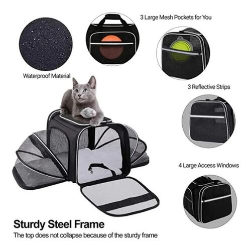 Transportín Expansible Para Mascotas, Ideal Para Viaje Gris
