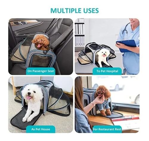 Transportín Expansible Para Mascotas, Ideal Para Viaje Gris