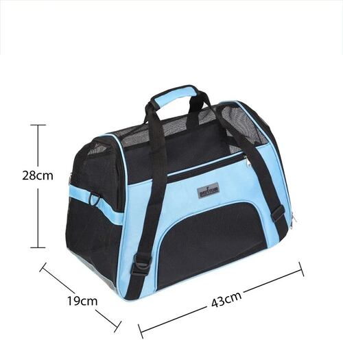 Bolsa Plegable Para Transporte De Mascota+almohadilla Felpa Azul