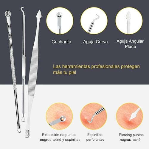 Kit Removedor Extractor Puntos Negros Espinillas y Acne 10 Pzc 