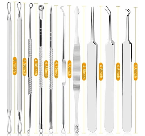 Kit Removedor Extractor Puntos Negros Espinillas y Acne 10 Pzc 
