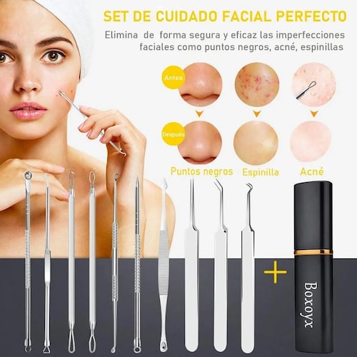 Kit Removedor Extractor Puntos Negros Espinillas y Acne 10 Pzc 