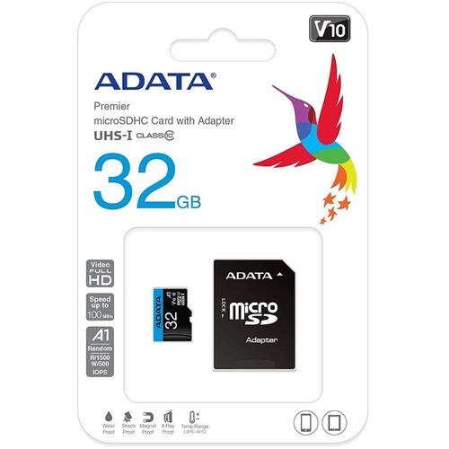 Memoria MicroSD 32GB Adata Premier SDHC UHS-I Clase 10 Con Adaptador AUSDH32GUICL10A1-RA1