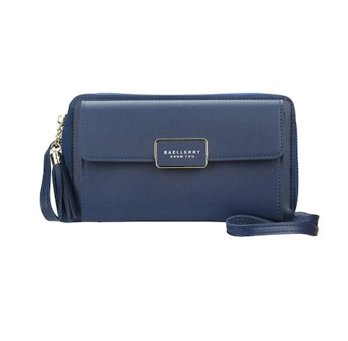 Bolso Bandolera Para Mujer,  Cartera Bolsillo Color Azul