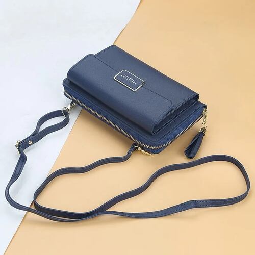 Bolso Bandolera Para Mujer,  Cartera Bolsillo Color Azul