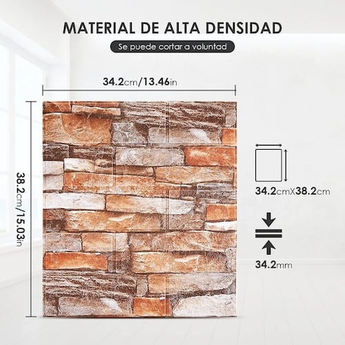 Papel Tapiz Autoadherible Ladrillo Espuma Grande Piedra 3d