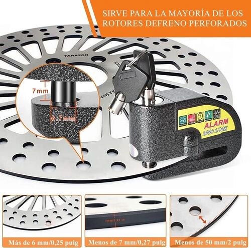 Candado Disco Alarm Bloqueo Moto Bicicleta Impermeable 110db