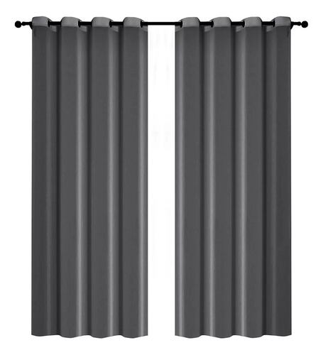 Cortinas 280cm Ancho X 225cm De Largo En 2 Paneles Gris Oscuro