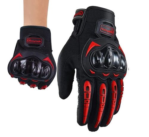 Guantes Proteccion Pantalla Táctil De Dedo Para Motocicleta Talla L Rojo