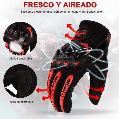 Guantes Proteccion Pantalla Táctil De Dedo Para Motocicleta Talla L Rojo