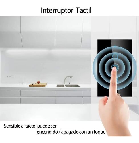 Interruptor Luz Pared Inteligente Wifi 3 Vías Negro