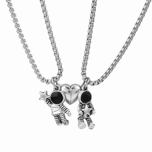 Collar Para Pareja De Astronauta Con Iman Amor