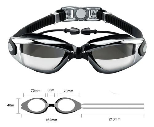 Gafas De Natación 3 En 1, Proteccion Uv Y Recubrimiento Negras