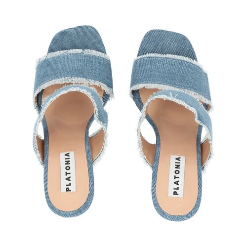 Zapatilla De Tacón Estilizado Para Mujer Mezclilla Azul