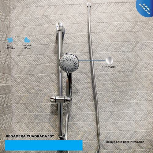 Regadera Cromada Tipo Teléfono, Ideal para baja Presión