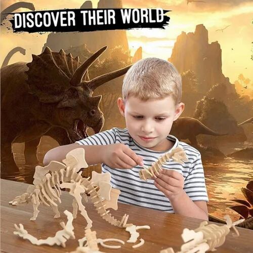 5 Rompecabezas Dinosaurios 3d Madera Para Niños