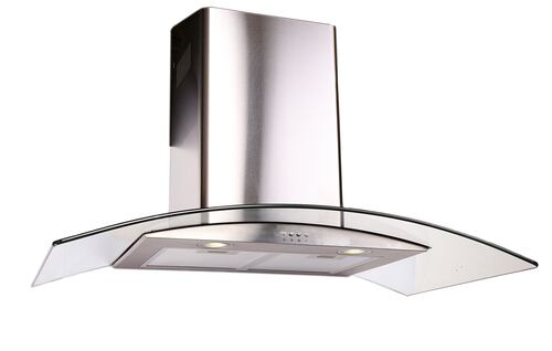 COMBO Parrilla 76 cm Acero inox 5 Q y Campana 90cms Cristal Curvo Tipo Pared Cont Elec + Horno Gas 60 cm.