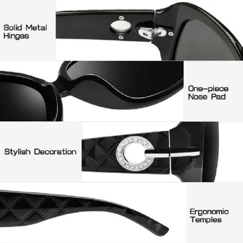 Lentes De Sol Mujer Polarizados Dama Uv400 Negro 