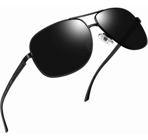 Lentes De Sol Hombre Polarizados Clásicos Uv400 De Piloto Negro