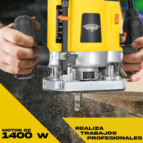 Router de Madera para Carpinteria 6 Brocas 110 V 1400 W Uso Rudo Rebajadora Fresadora Gutstark