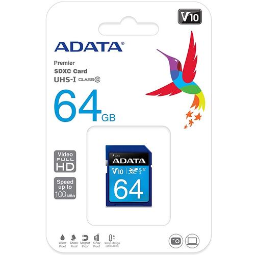 Memoria SD 64GB Adata SDXC Clase 10 ASDX64GUICL10-R.
