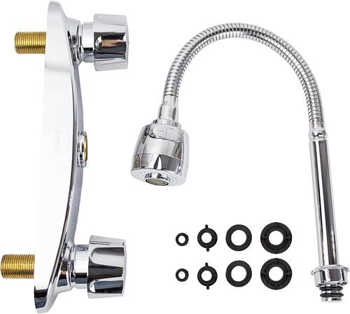 Meer Mezcladora Flexible Cromada para Fregadero, Fabricada en Acero Inox, Zinc y Latón, llave de agua para cocina