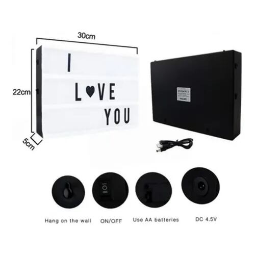 Letrero Luminoso Marquesina Caja Luz Cine Letras Led Vintage