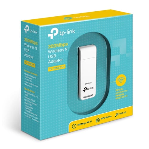 Tarjeta de Red Inalámbrica USB N300, TP-Link TL-WN821N, Blanco.