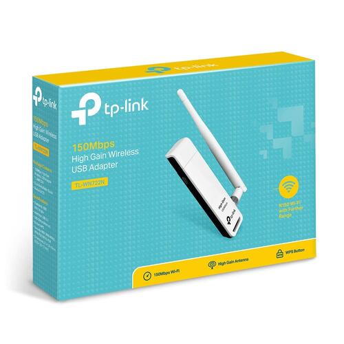 Tarjeta de Red Inalámbrica USB N300, TP-Link TL-WN722N, Blanco.