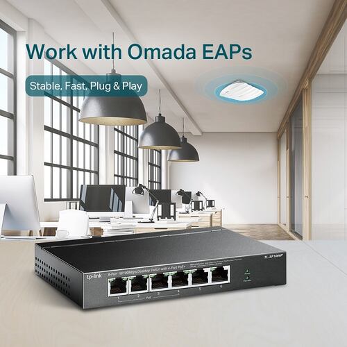 Switch 6 Puertos Tp-Link TL-SF1006P PoE 10/100 Mbps.