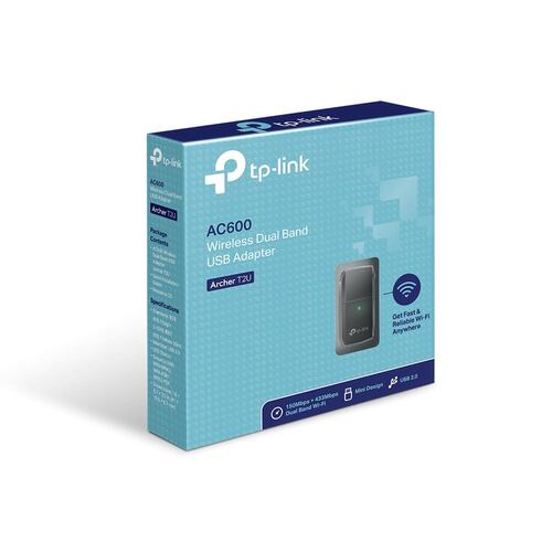 Tarjeta de Red Inalámbrica USB Doble Banda AC600, TP-Link Archer T2U, Negro.