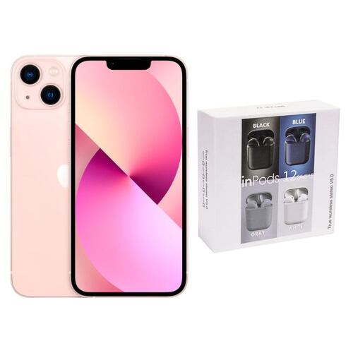 iPhone 13 128GB Rosa Reacondicionado Grado A + Audífonos Genéricos.