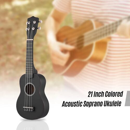 Ukelele Soprano Acústico De 21 Pulgadas Para Niño Negra