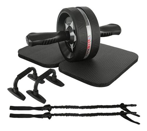 "Kit De Rodillo Para Ejercicios Abdominales 6 En 1 Negro "