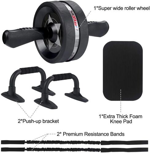 "Kit De Rodillo Para Ejercicios Abdominales 6 En 1 Negro "
