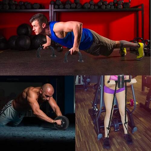 "Kit De Rodillo Para Ejercicios Abdominales 6 En 1 Negro "