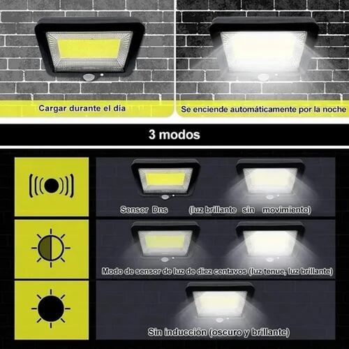 Lámpara Solar Exterior Luz Solar Impermeable Jardín 100 Led