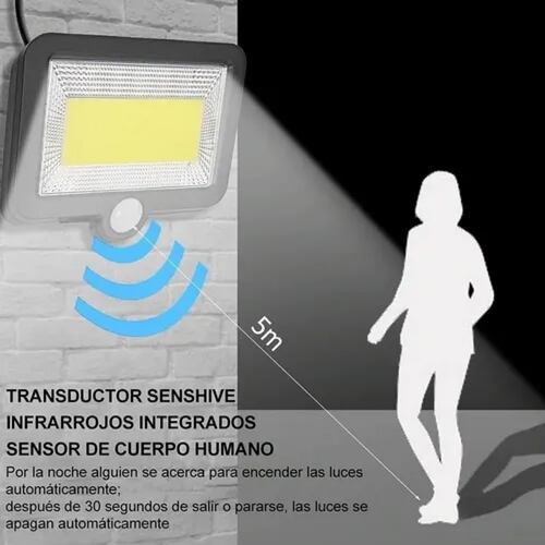 Lámpara Solar Exterior Luz Solar Impermeable Jardín 100 Led