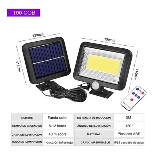 Lámpara Solar Exterior Luz Solar Impermeable Jardín 100 Led