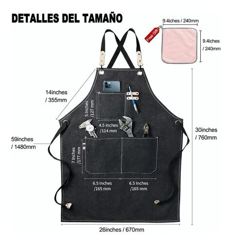 Mandil Delantal Impermeable Unisex Ajustable Con Bolsillo