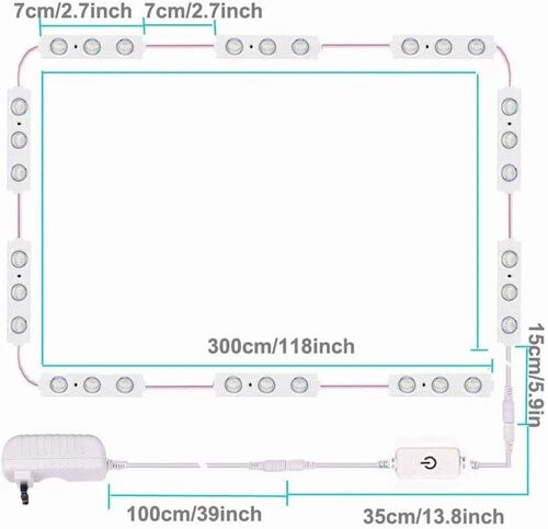 Luces Led De Espejo De Tocador Blanco Brillante Ajustable 12w