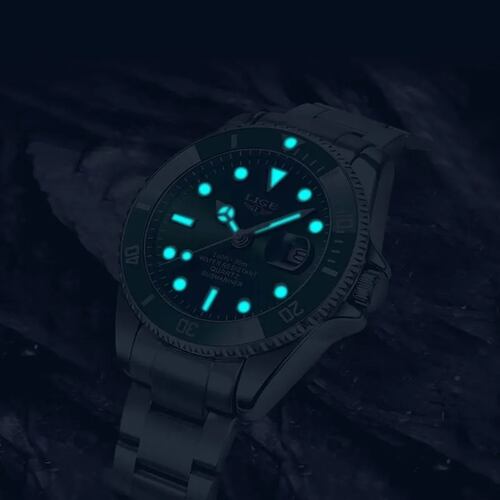 Reloj Impermeable Para Hombre, Diseño De Fantasma Plata con Verde
