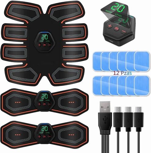 Electroestimulador Muscular Abdominale Usb 10 Modos 20 Niveles