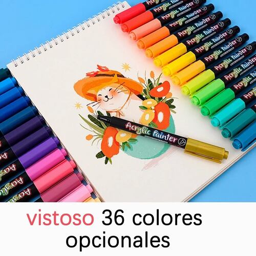 36 Plumones Punta Pincel Brush Pintura Acrílica Tipo Posca