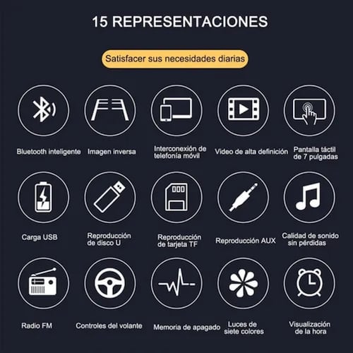 Autoestereos Pantalla Coche Bluetooth Remoto Volante Camara.